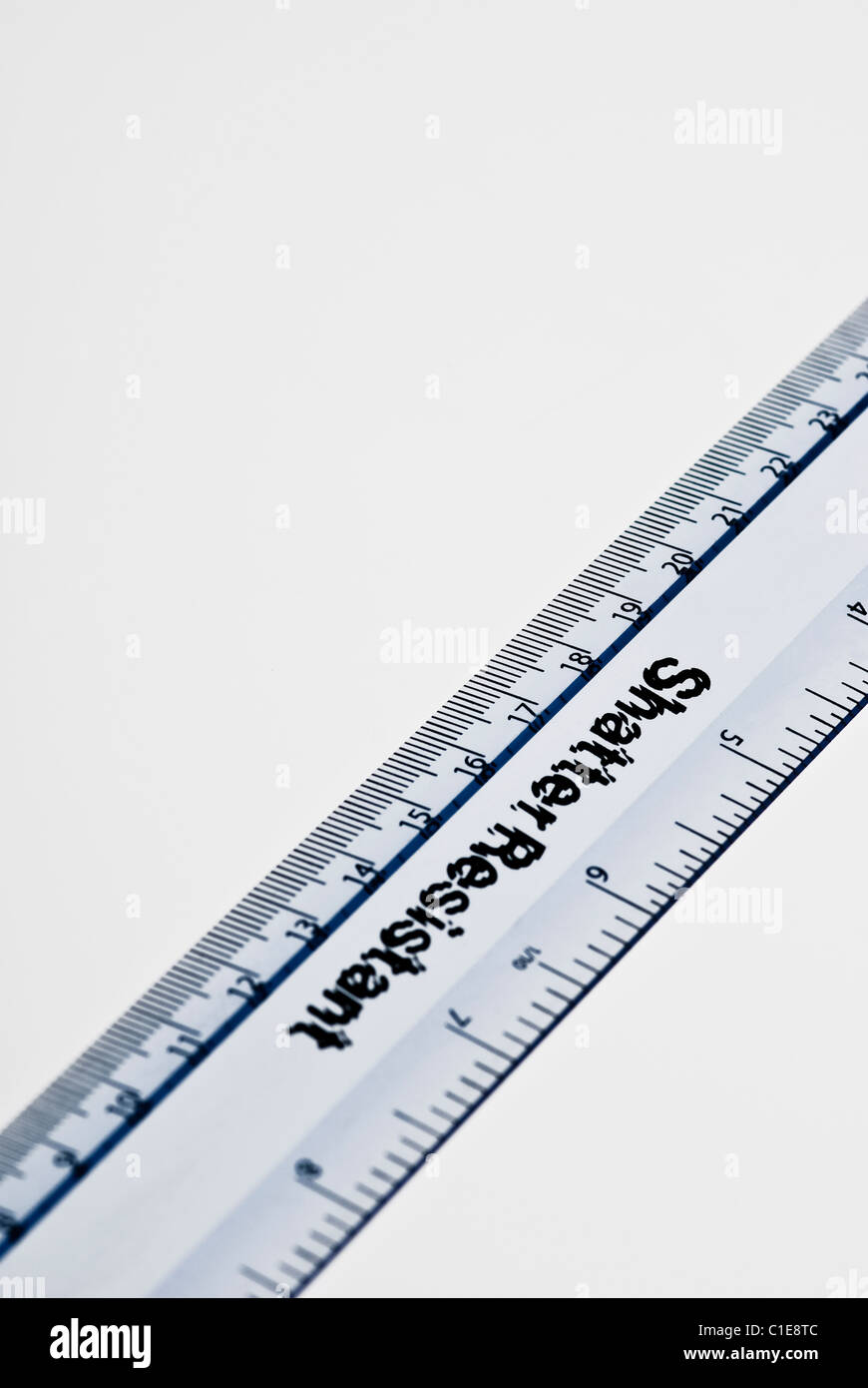 Clear plastic ruler. Stock Photo
