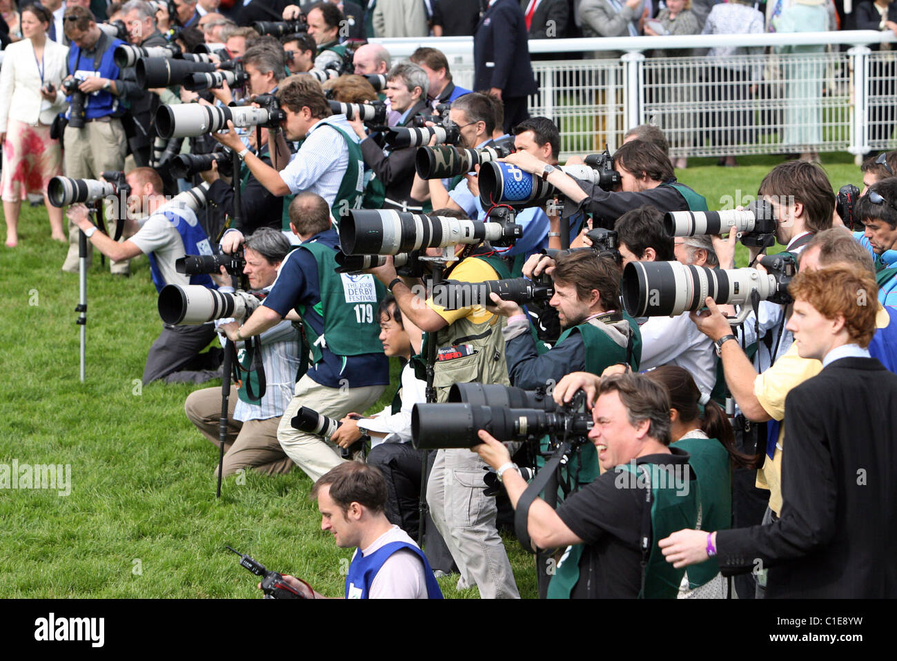 Sport photographers at work, Epsom, United Kingdom Stock Photo Alamy