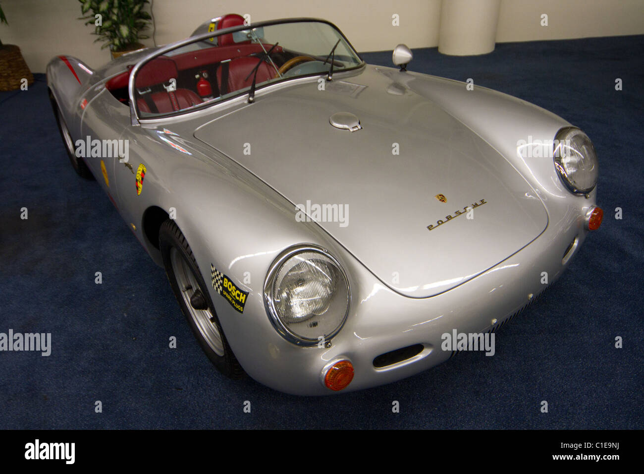 old silver sports car Stock Photo