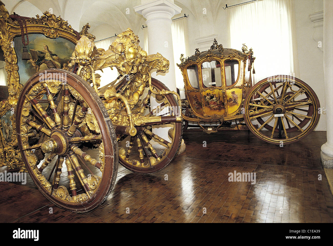 Germany, region of Bavaria, Munich, Nymphenburg castle, King Ludwig II of Bavaria state-coaches Stock Photo