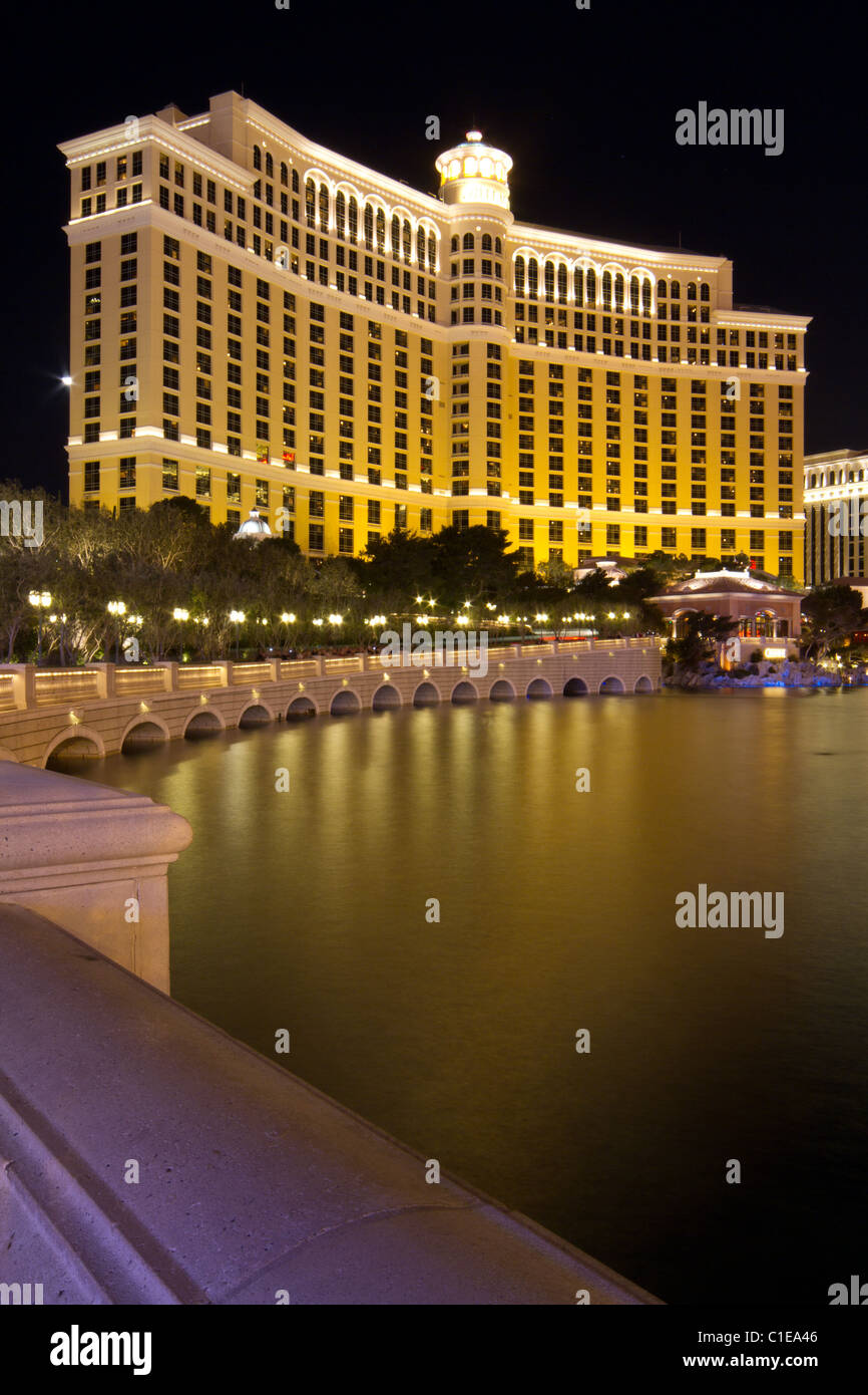 Bellagio Fountain Night Las Vegas Attraction Stock Photo