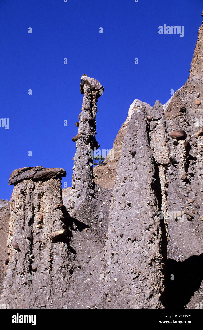 France, Hautes Alpes, Fairy Chimneys of Theus Stock Photo - Alamy