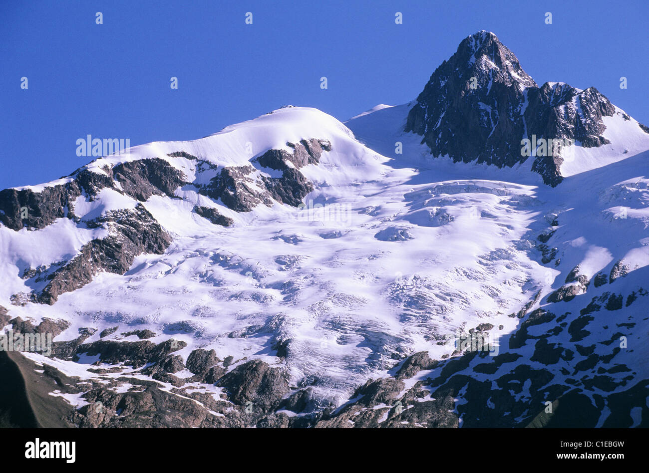 France, Savoie, Aiguille and Glacier des Glaciers in the Mont Blanc massif  seen from the village of La Ville des Glaciers Stock Photo - Alamy