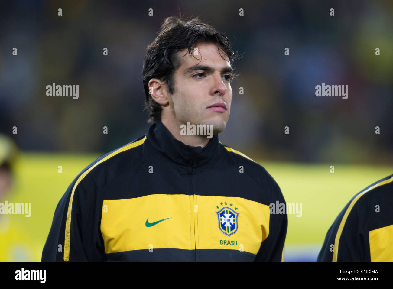 Kaka of Brazil lines up for team introductions prior to a 2010 FIFA World Cup Group G match against North Korea June 15, 2010. Stock Photo