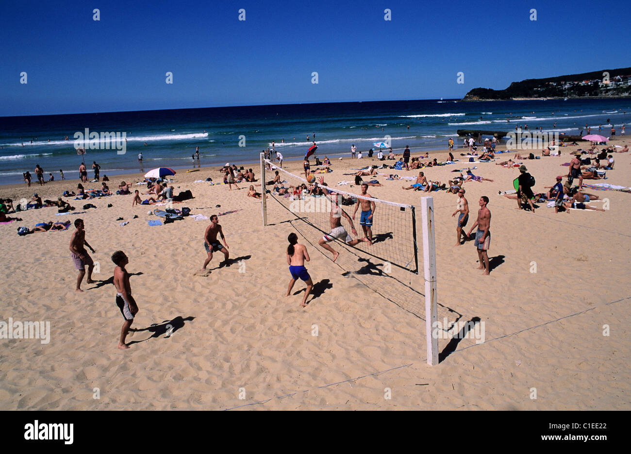 Australia, Sydney, Beach volley game on Manly Beach in the north of