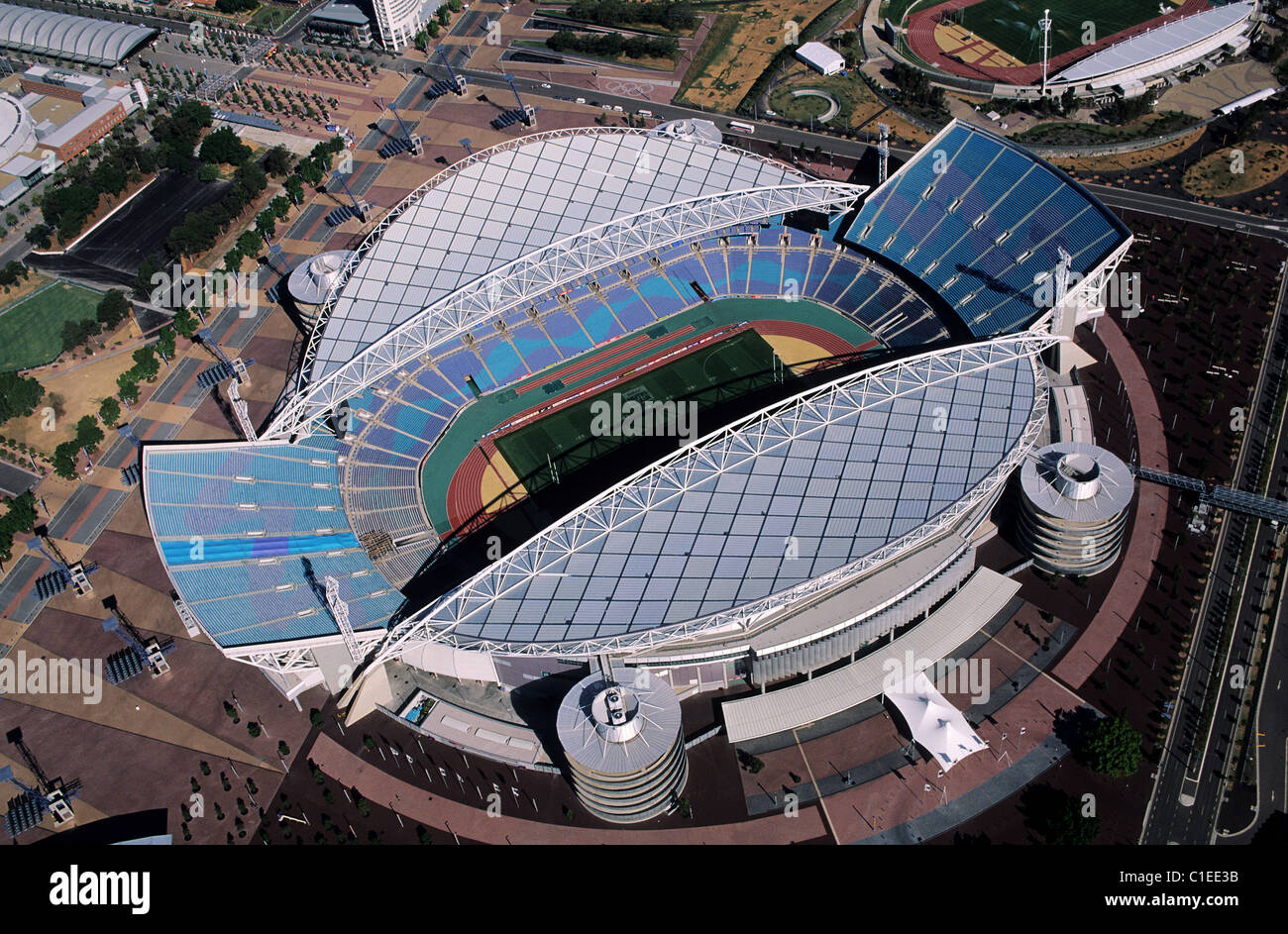 Australia, Sydney, australia stadium, Olympic site of Homebush Bay (aerial view) Stock Photo