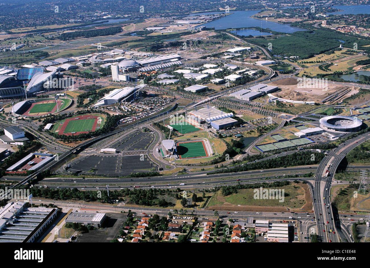Australia, Sydney, Olympic site of Homebush Bay (aerial view) Stock Photo