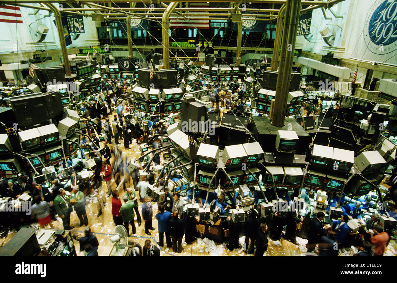 United States, New York City, Stock Exchange, Wall Street, view from inside No Stock Photo