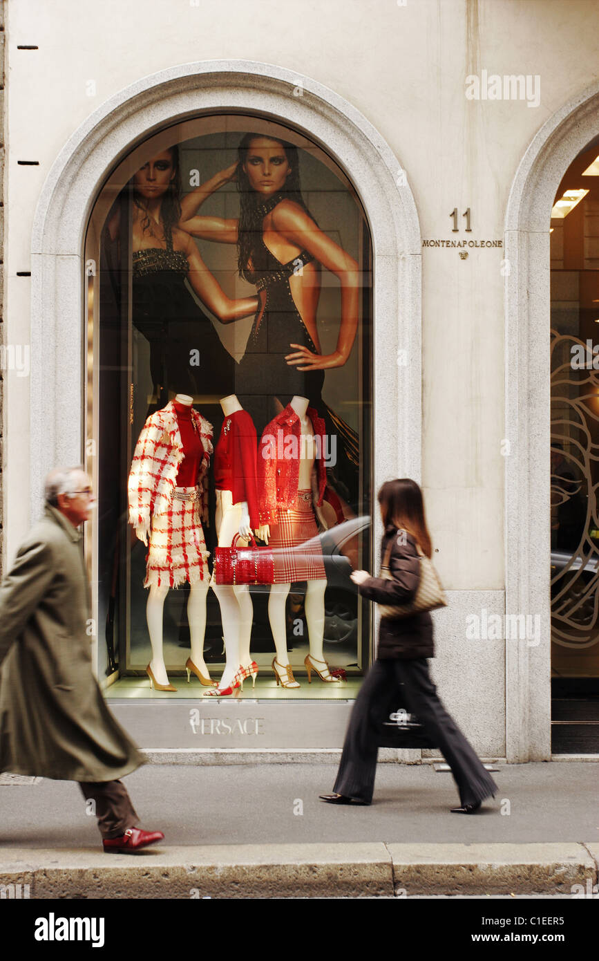 Italy, Milan, the fashion quadrilateral, Versace fashion shop in Montenapoleone Street Stock Photo