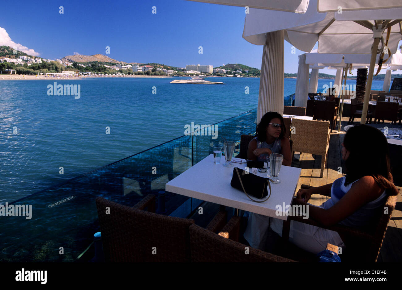 Greece, Athens, Voula, beach restaurant Vive Mar Stock Photo