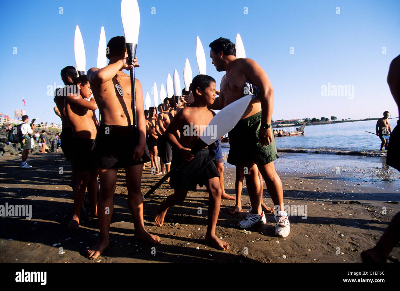 New Zealand, North Island, Waitangi, National festival of the maoris, commemoration of the treaty of Waitangi Stock Photo