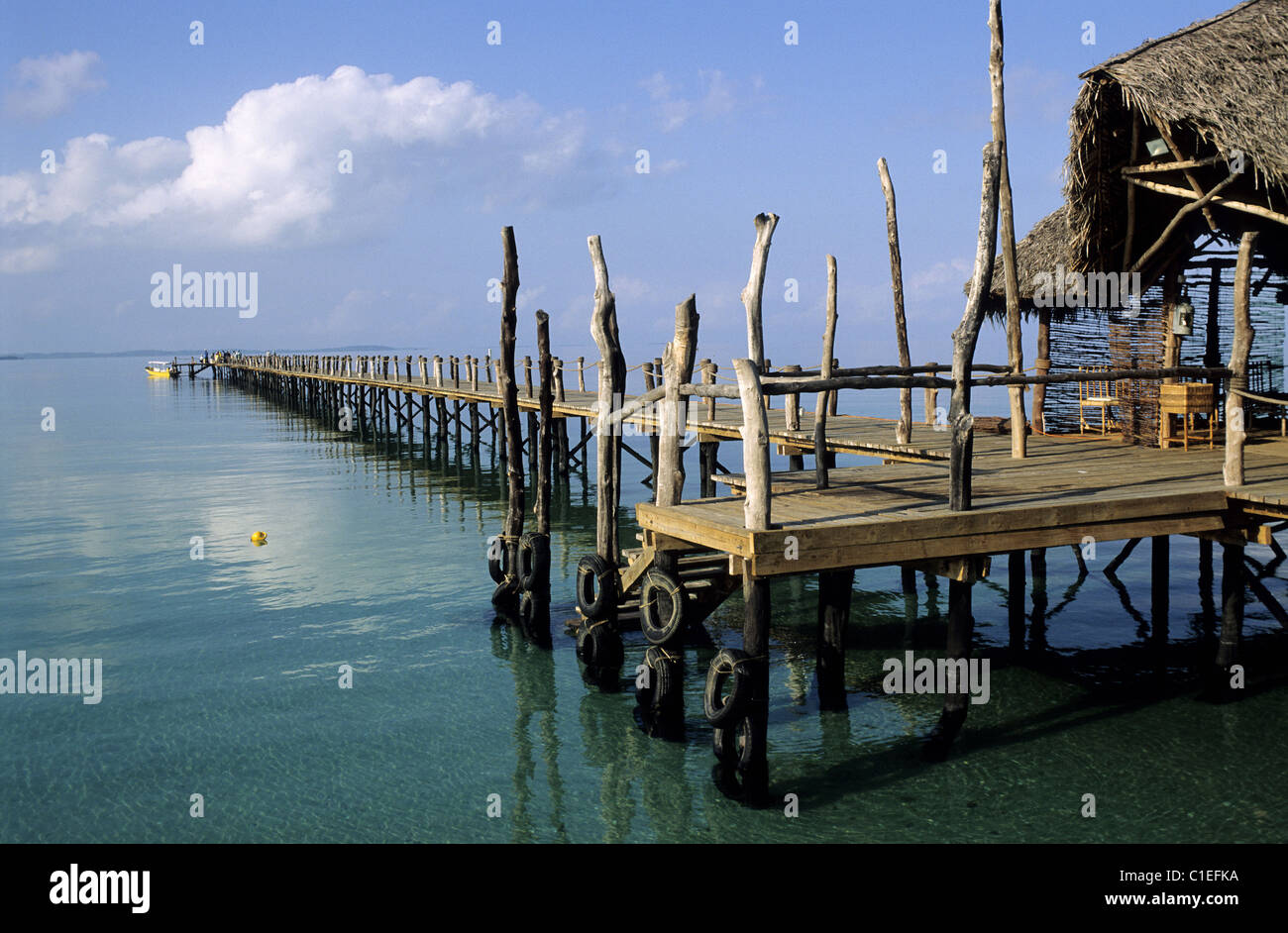 Tanzania, Zanzibar Archipelago, Pemba Island, pontoon of Fundu Lagoon resort Stock Photo