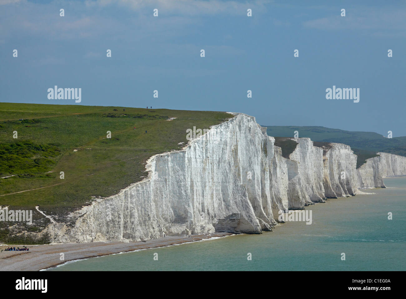 Seven Sisters Chalk Cliffs, seen from Cuckmere Haven, near Seaford ...