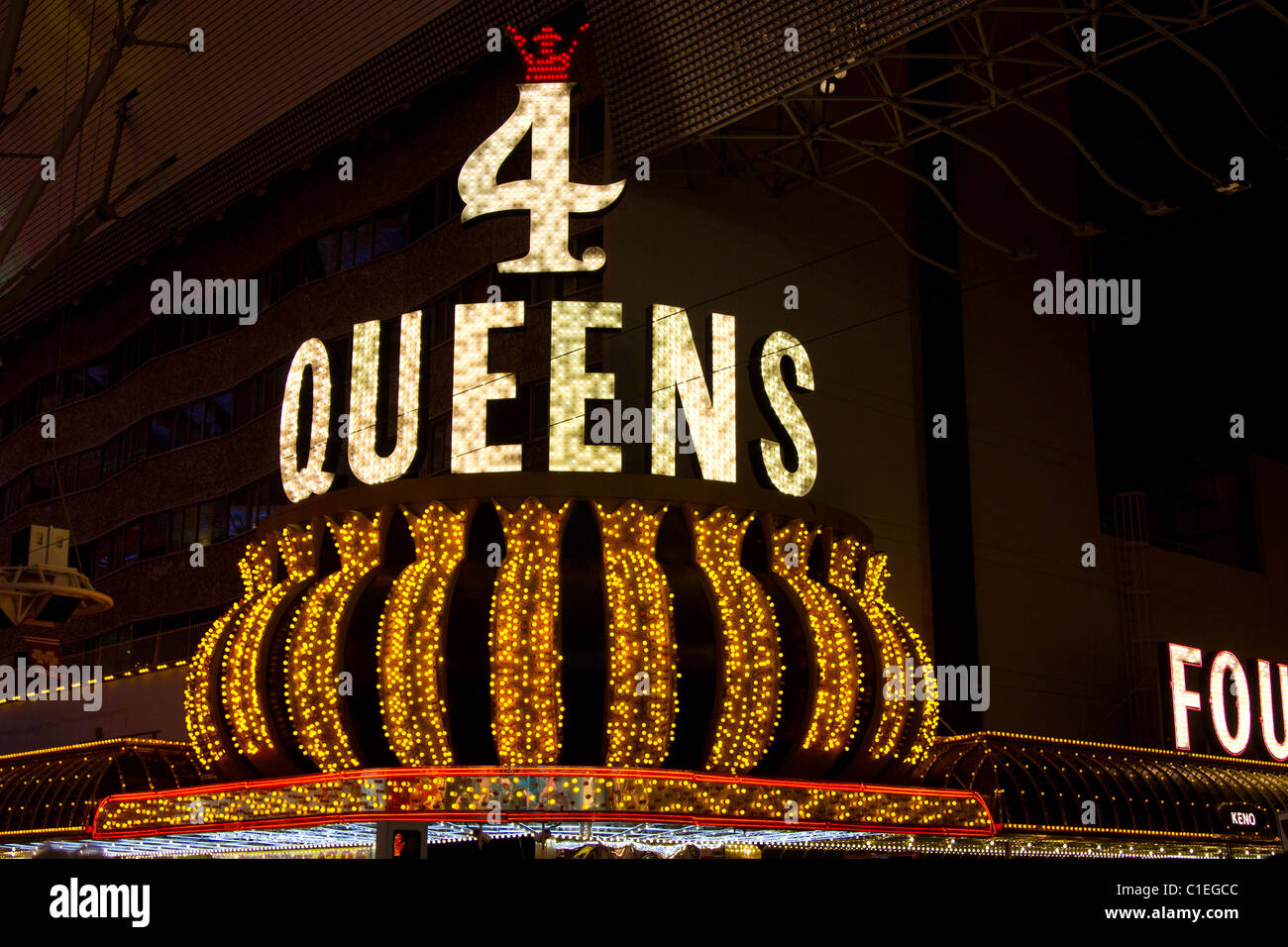 four queens fremont street las vegas night Stock Photo