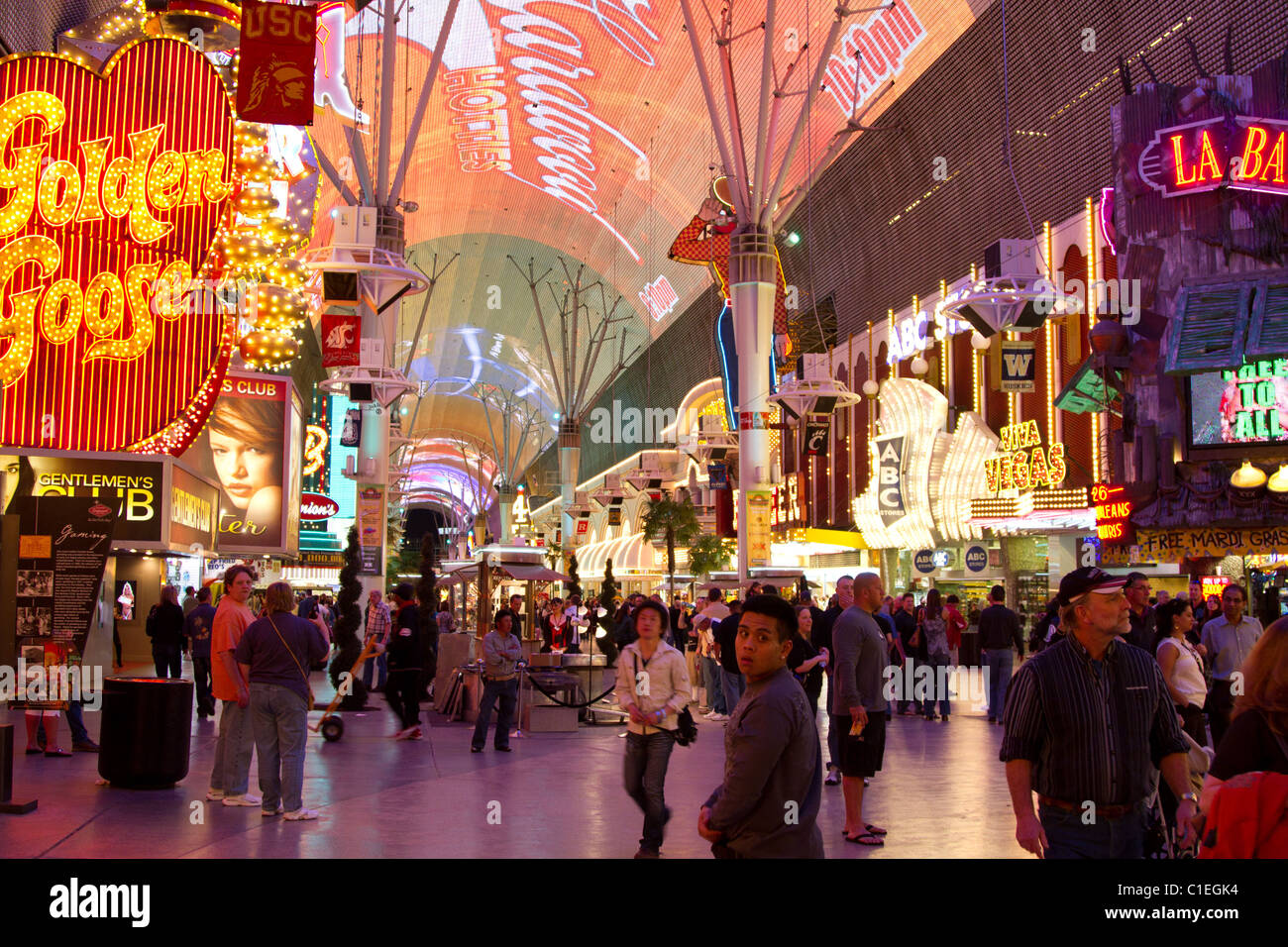 fremont street night las vegas downtown Stock Photo