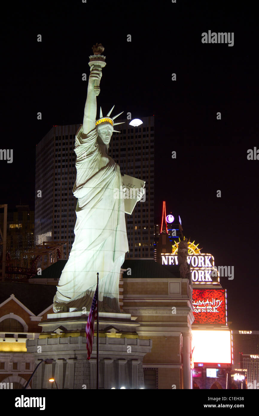 statue of liberty night new york new york hotel casino las vegas  strip Stock Photo