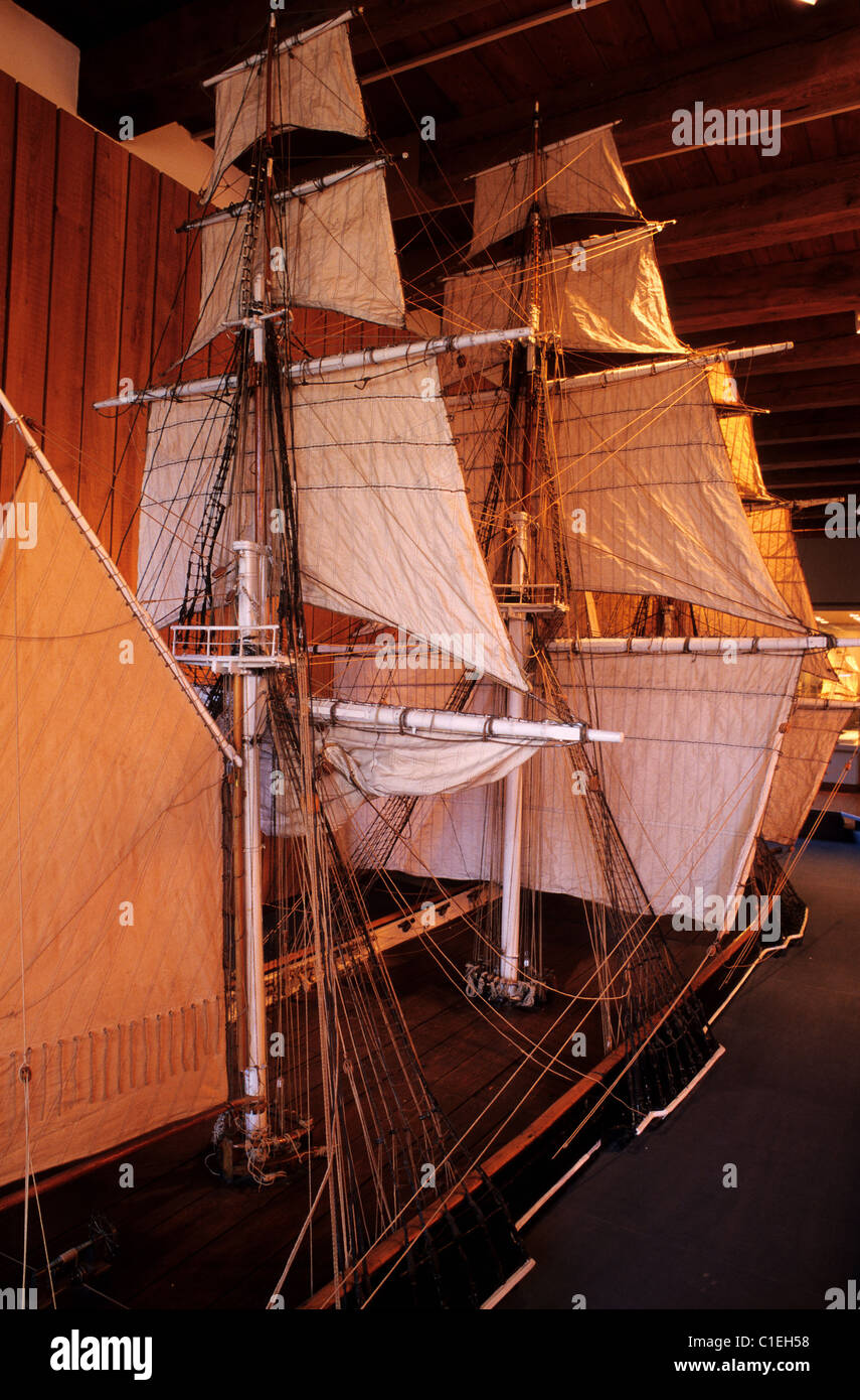 Netherlands, Amsterdam, navy museum, Kattenburgerplein n°1, the Dromedaris, 1825, three masts used for the officers' training Stock Photo