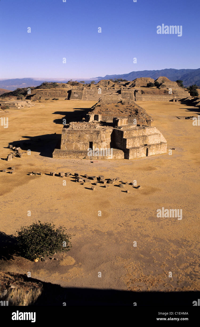 Mexico Oaxaca State the Pre-Columbian site of Monte Alban architectural group of Olmecs Zapotecs & Mixtecs listed as World Stock Photo