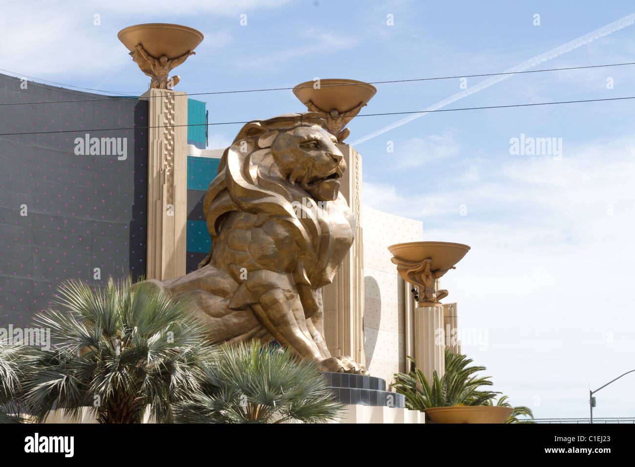 mgm grand hotel lion statue las vegas Stock Photo