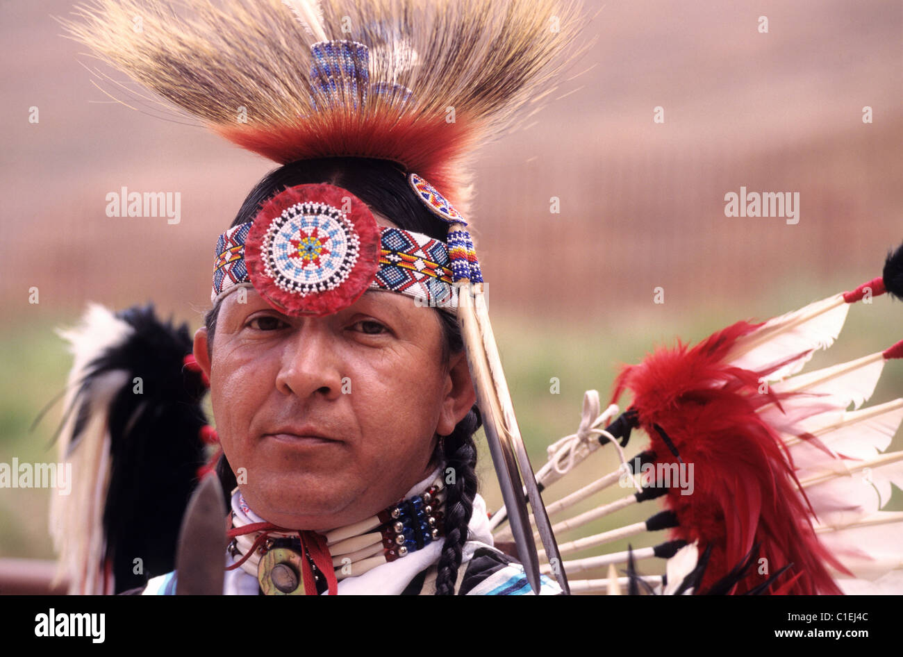 United States, New Mexico, Navajo Nation, Najavo dancer during a Pow