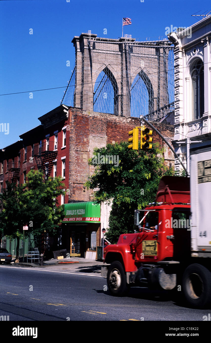 United States, New York City, Brooklyn, Brooklyn Bridge view from