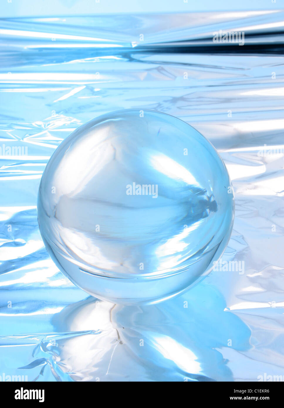 Blue crystal ball abstract background Stock Photo