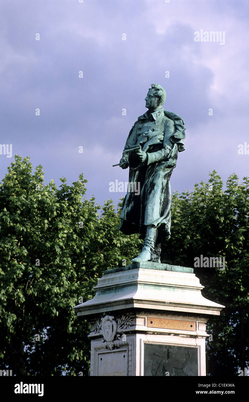 France, Saone et Loire, Macon, statue of Lamartine Stock Photo