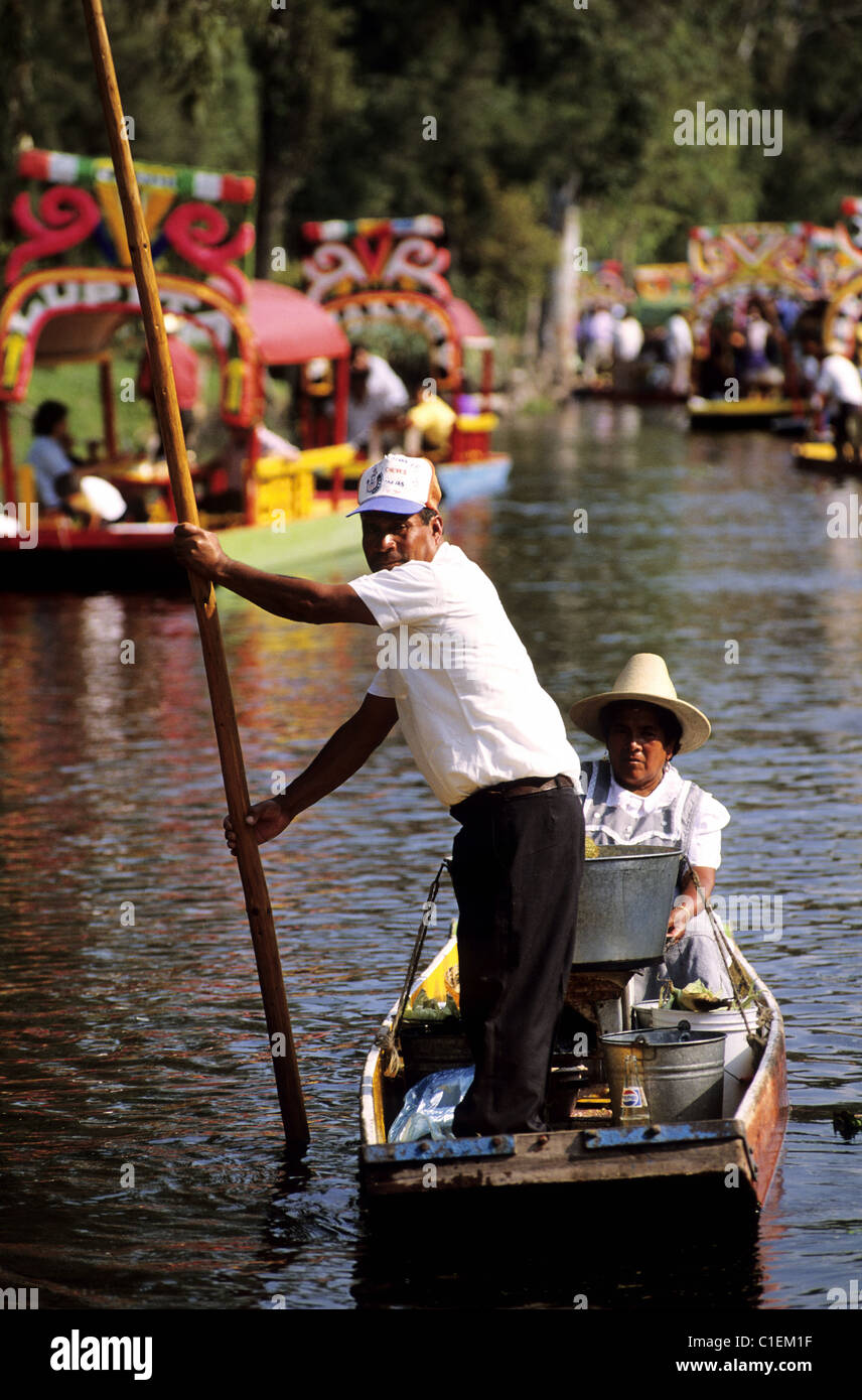 Mexico, Federal District, Mexico City, boat ride through Xochimilco's Floating Garden Stock Photo