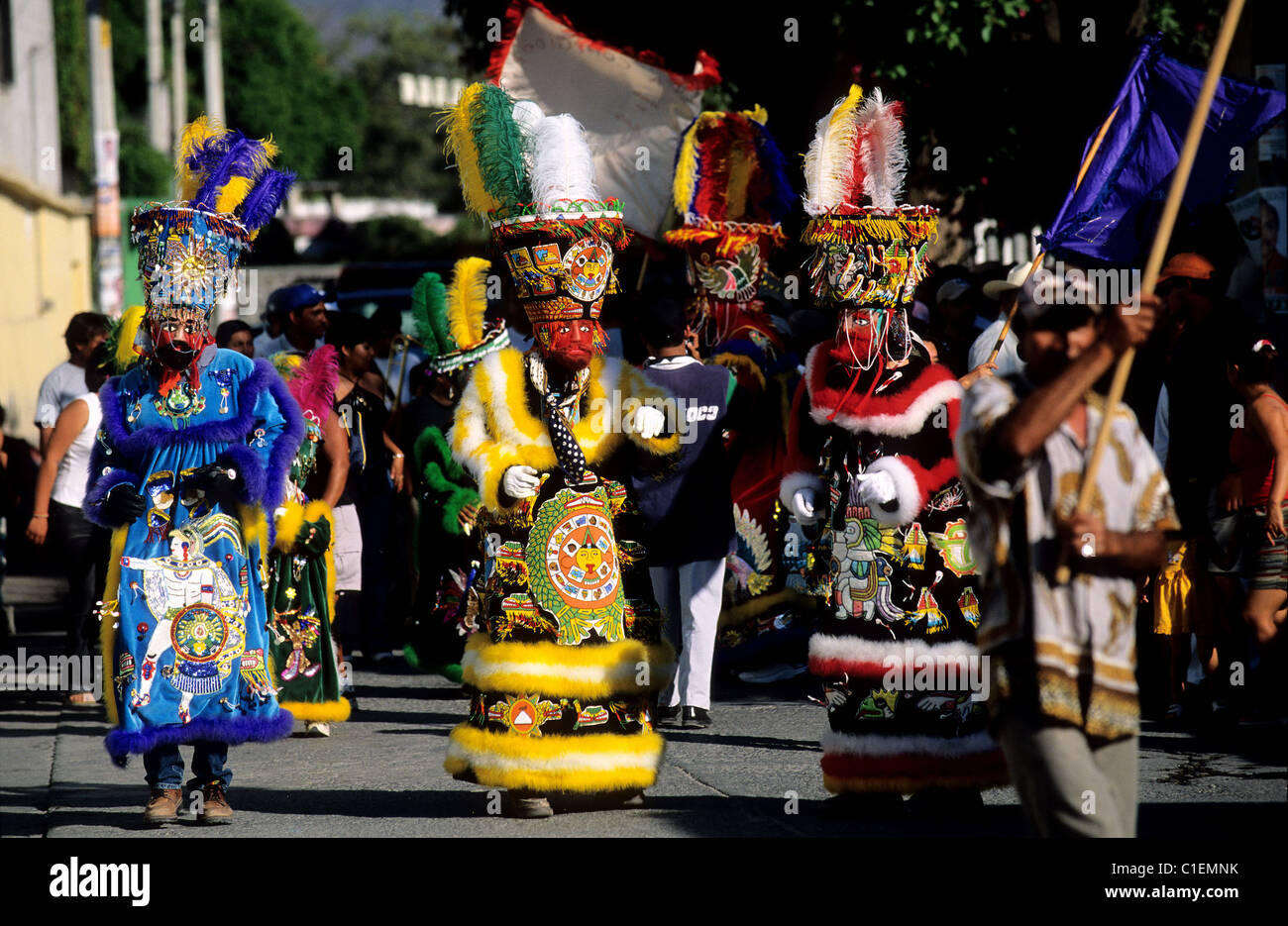 Mexico, Morelos State, Tlatizapan, Los Chinelos during the carnival