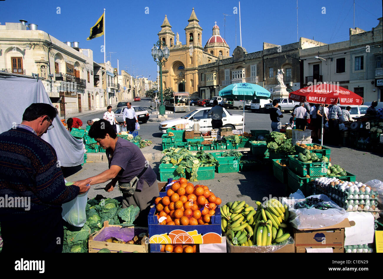 Malta, Marsaxlokk village, small fishing harbour market Stock Photo Alamy
