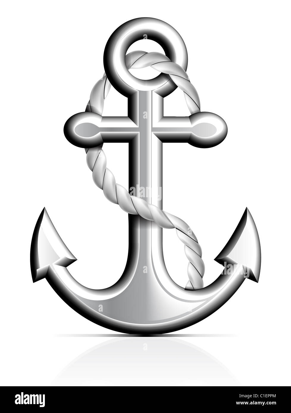 Anchor and Rope Stock Photo