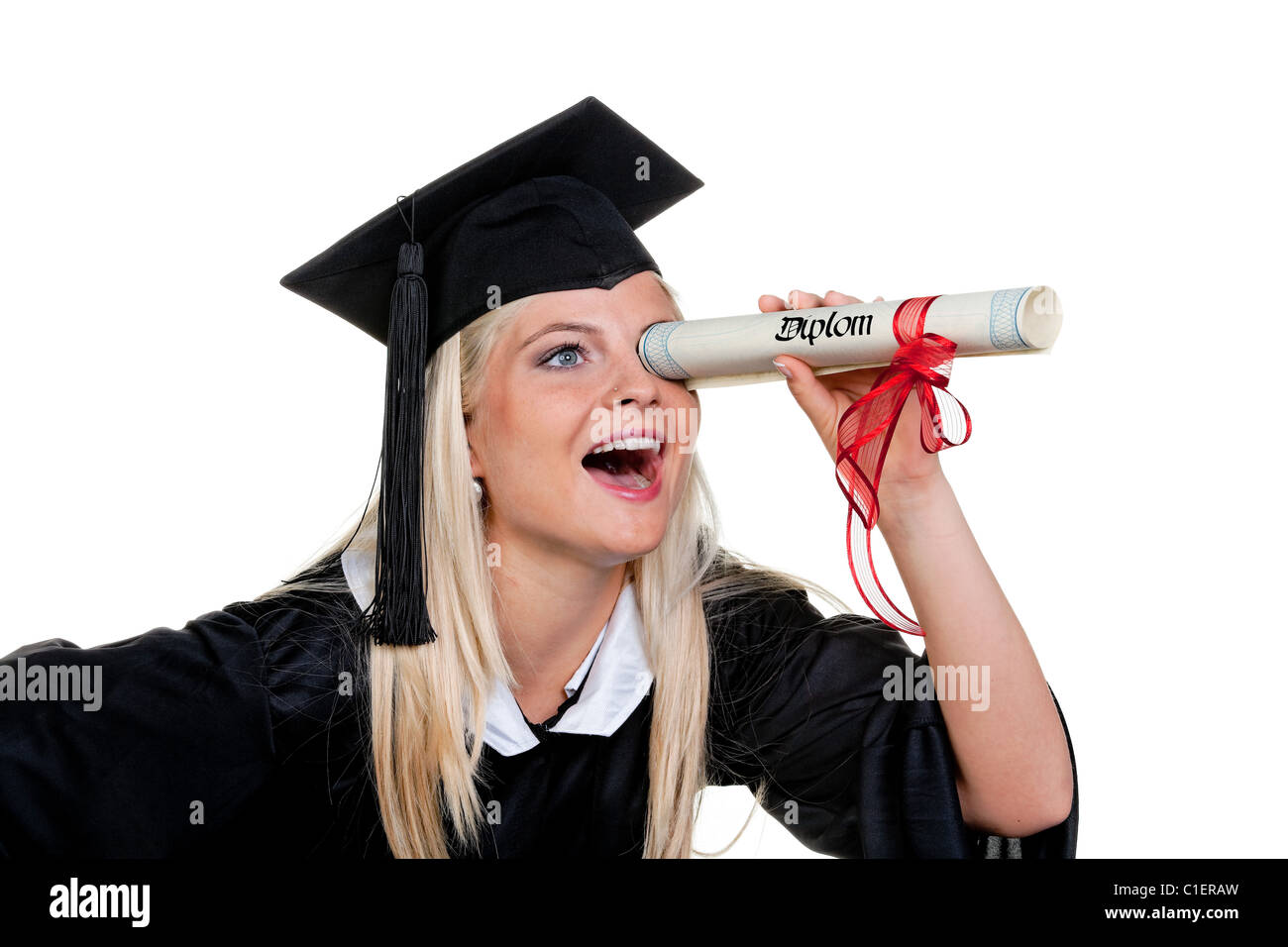 young woman seeking job Stock Photo