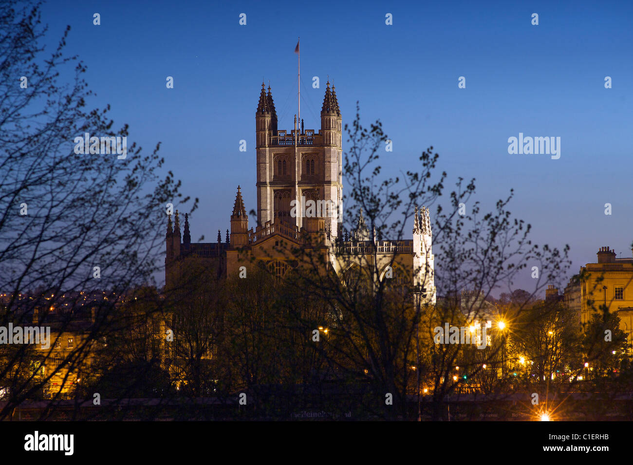 Bath Abbey lit at Night, Bath Somerset england Stock Photo - Alamy