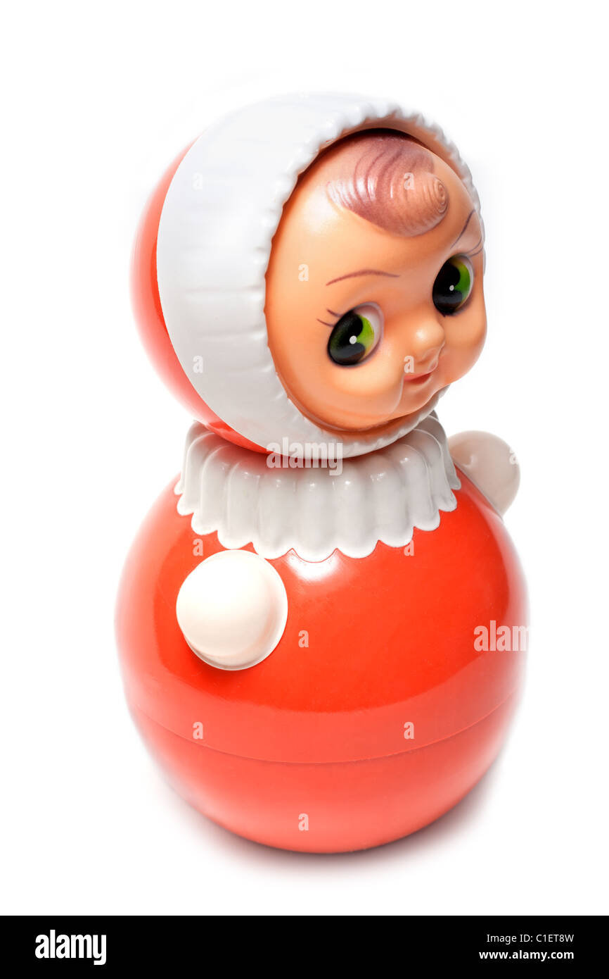 Plastic set of nesting dolls insulated on white background Stock