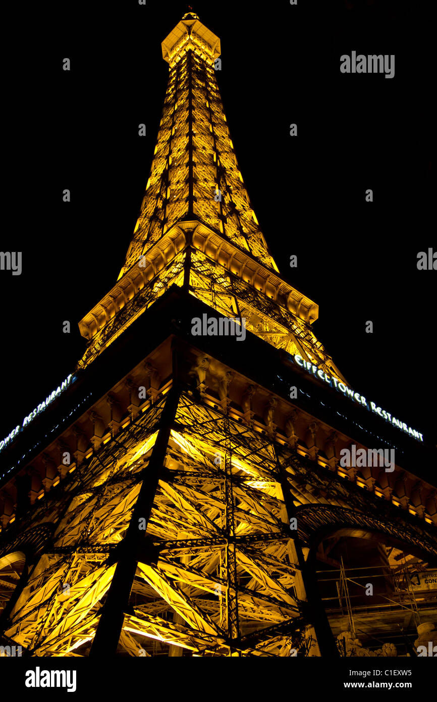Eiffel tower night las vegas Stock Photo