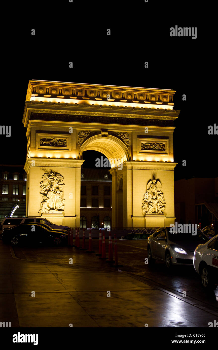 [Arc de Triomph] night traffic las vegas Stock Photo