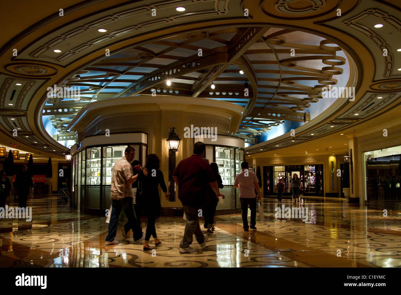 people walking indoor mall palazzo las vegas Stock Photo