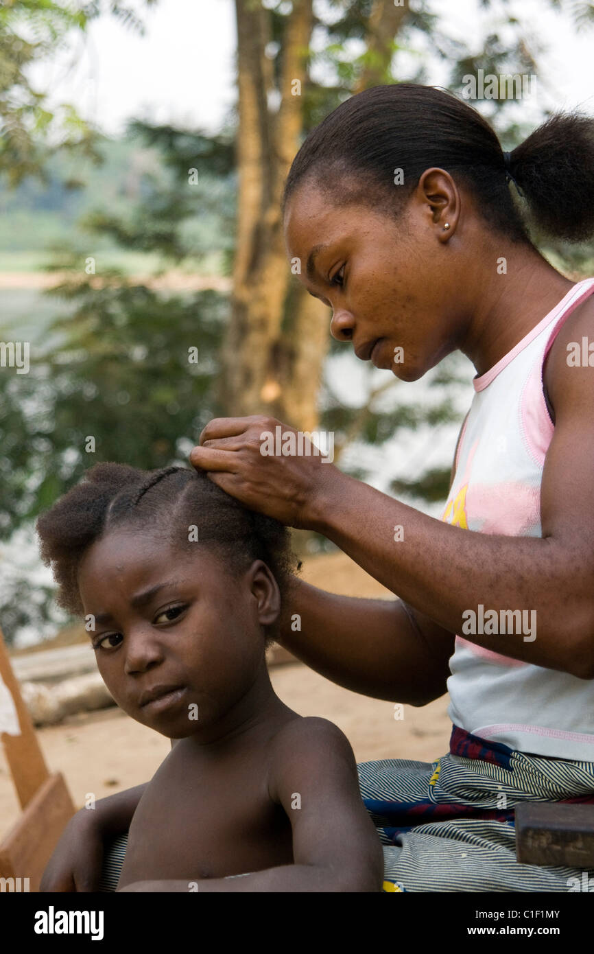 African Hairdresser Betou Republic Of The Congo Stock Photo