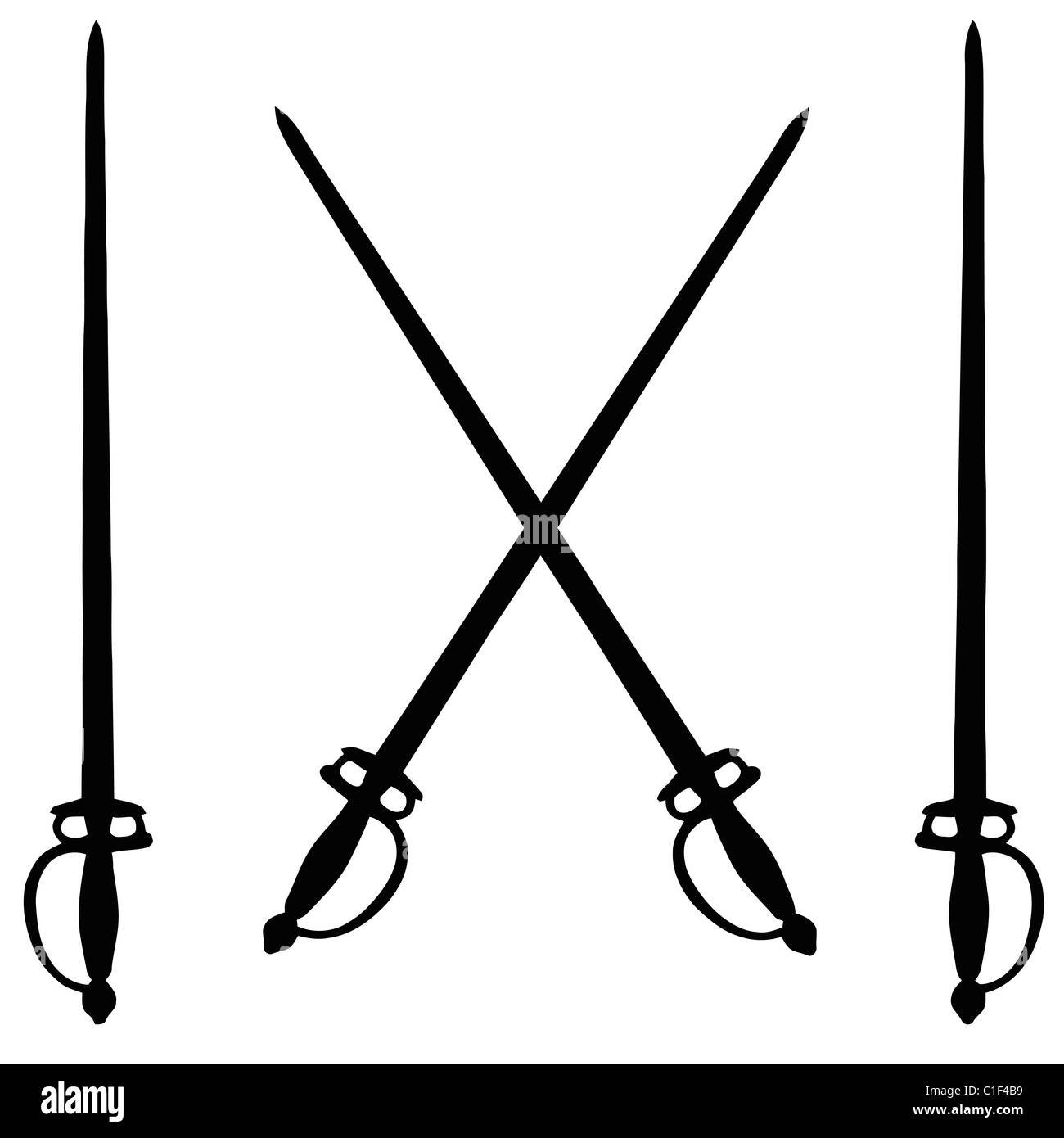 Isolated Weapon - Sword – black on white silhouette Stock Photo - Alamy