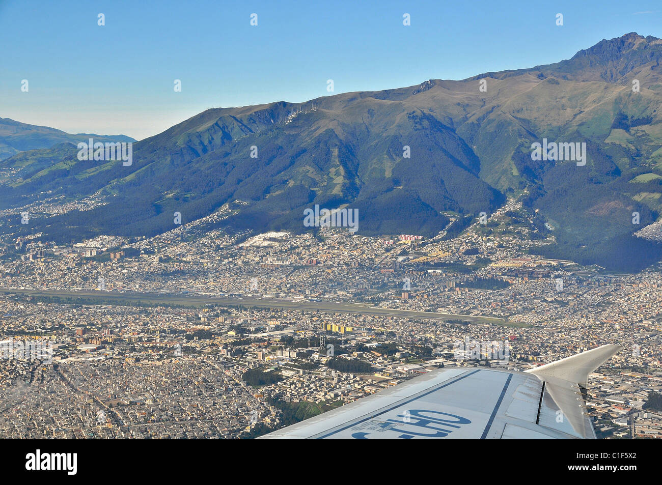 aerial view of Quito city and international airport Ecuador South