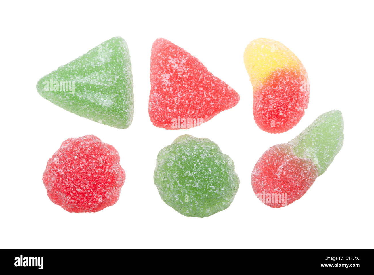 sugar coated gumdrops isolated on a white background Stock Photo