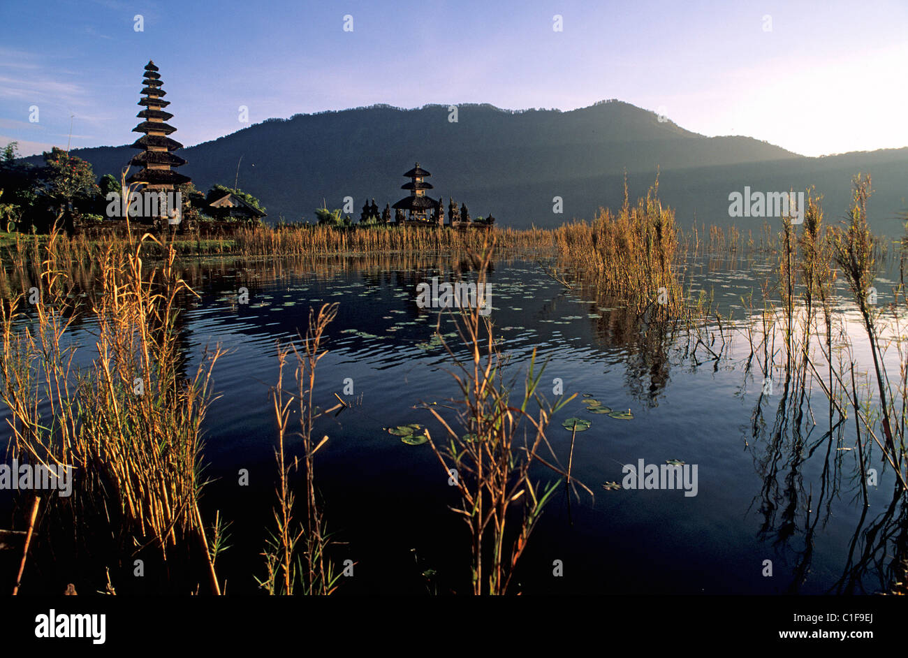 Indonesia, Bali, Ulun Danu Temple on the edges of Bratan Lake near Bedugul village Stock Photo