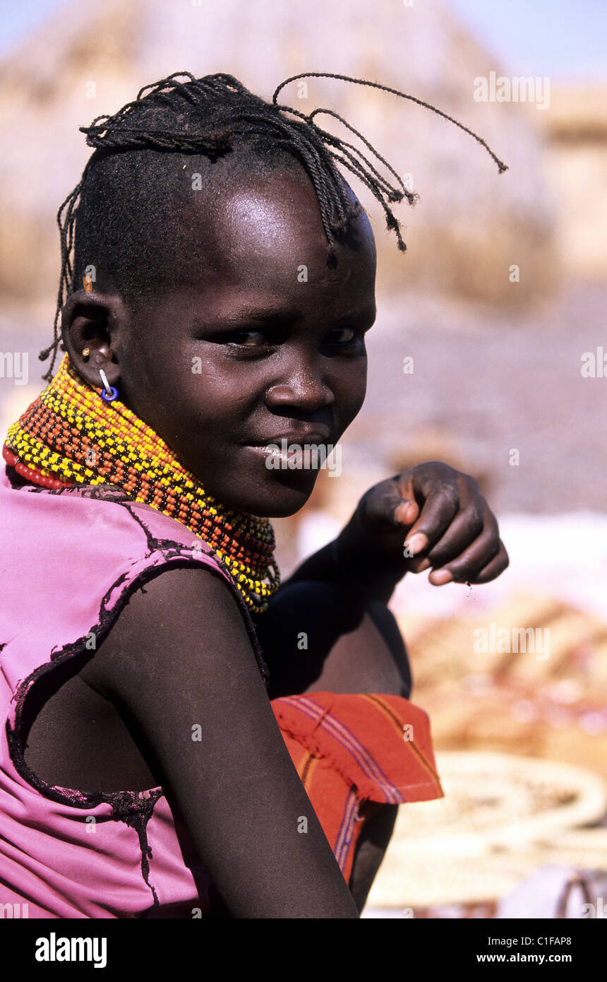 Kenya, Turkana lake region, child of the El Molo tribe Stock Photo