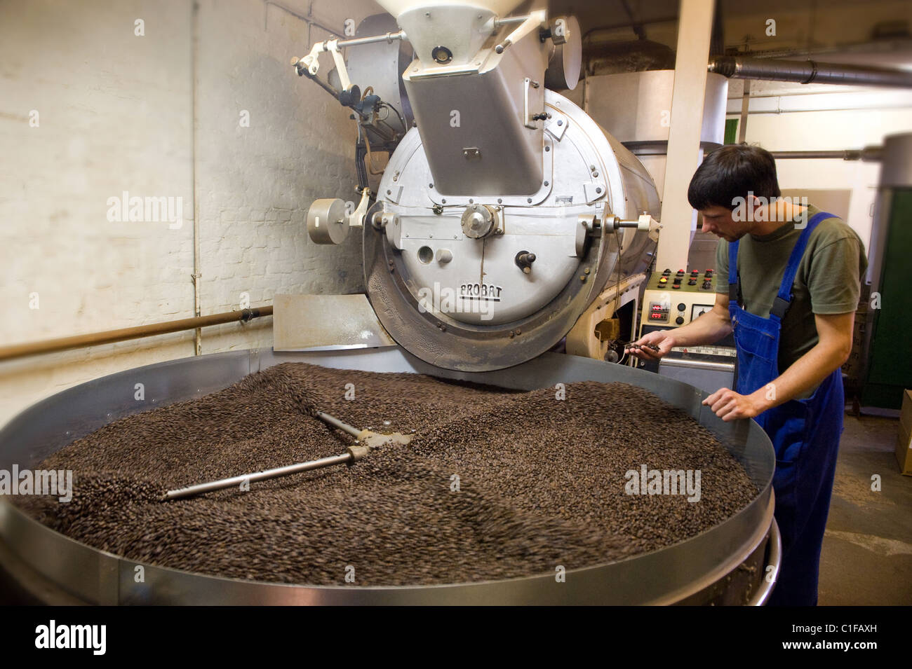 Coffee roasting at the roastery in Berlin, Germany Stock Photo Alamy