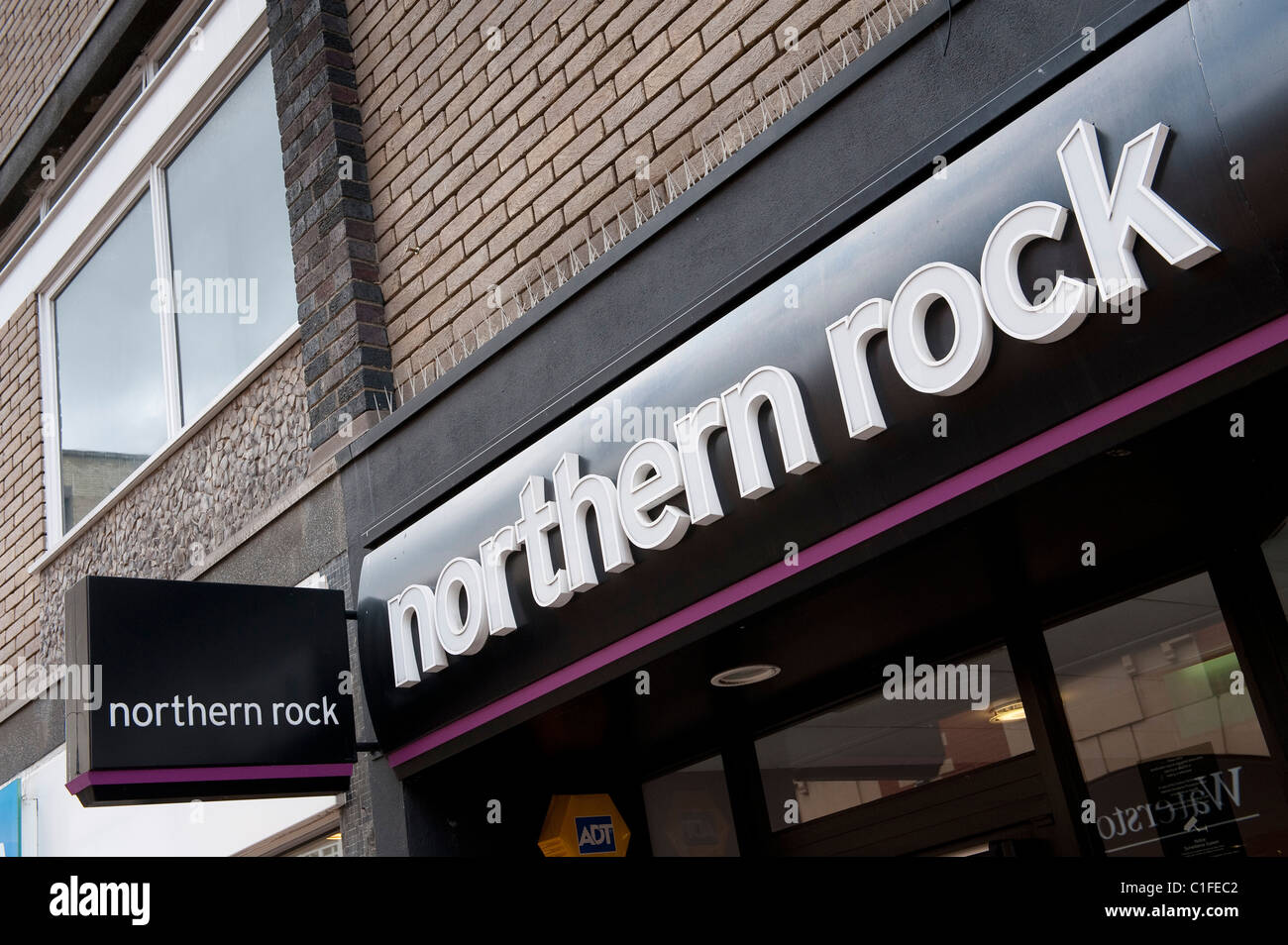 Exterior view of Northern Rock bank. Stock Photo
