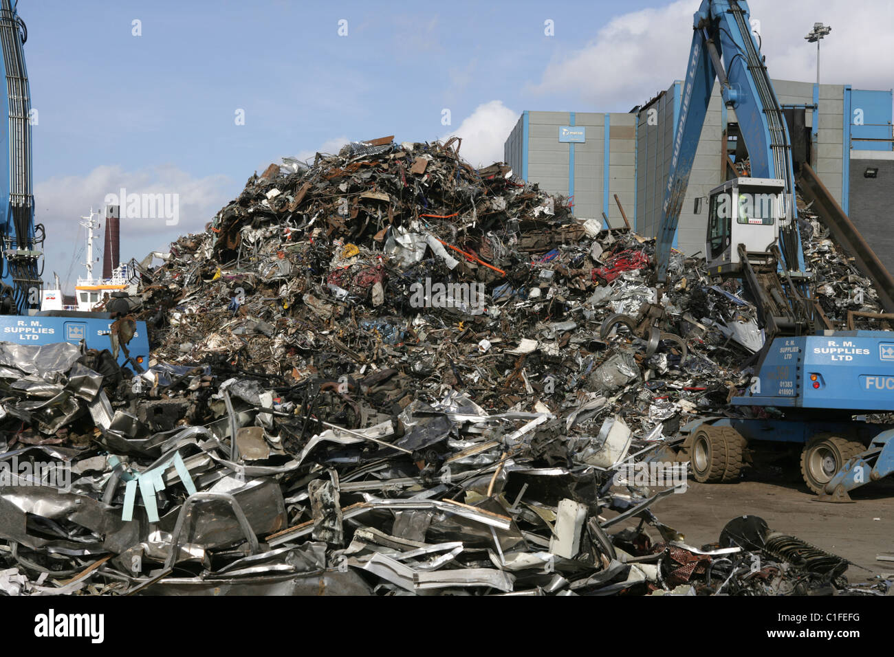 A pile of metal being recycled at Inverkeithing Fife. Stock Photo