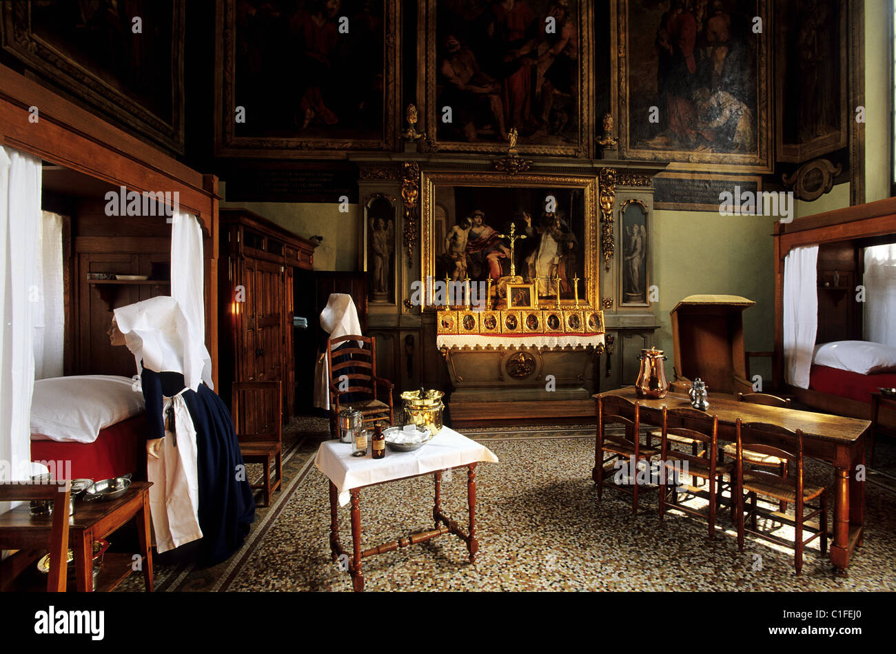 France, Cote d'Or, the former hospital (Hotel Dieu) of Beaune, the Saint Hughes room Stock Photo