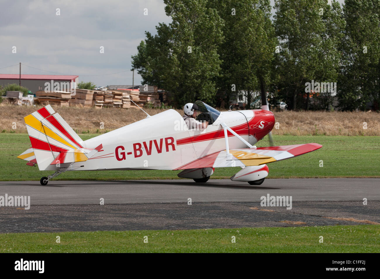 Stits SA-3B Playboy G-BVVR taxiing along runway at Breighton Airfield Stock Photo