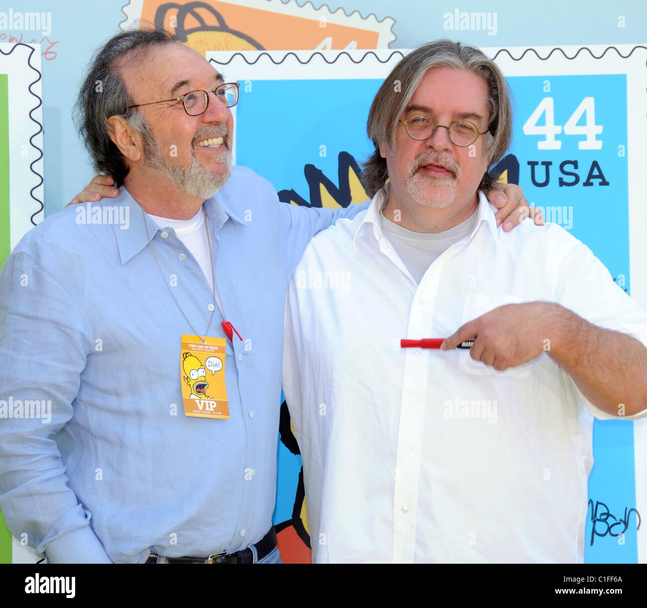 James L. Brooks and Matt Groening Stamps of Simpsons characters are