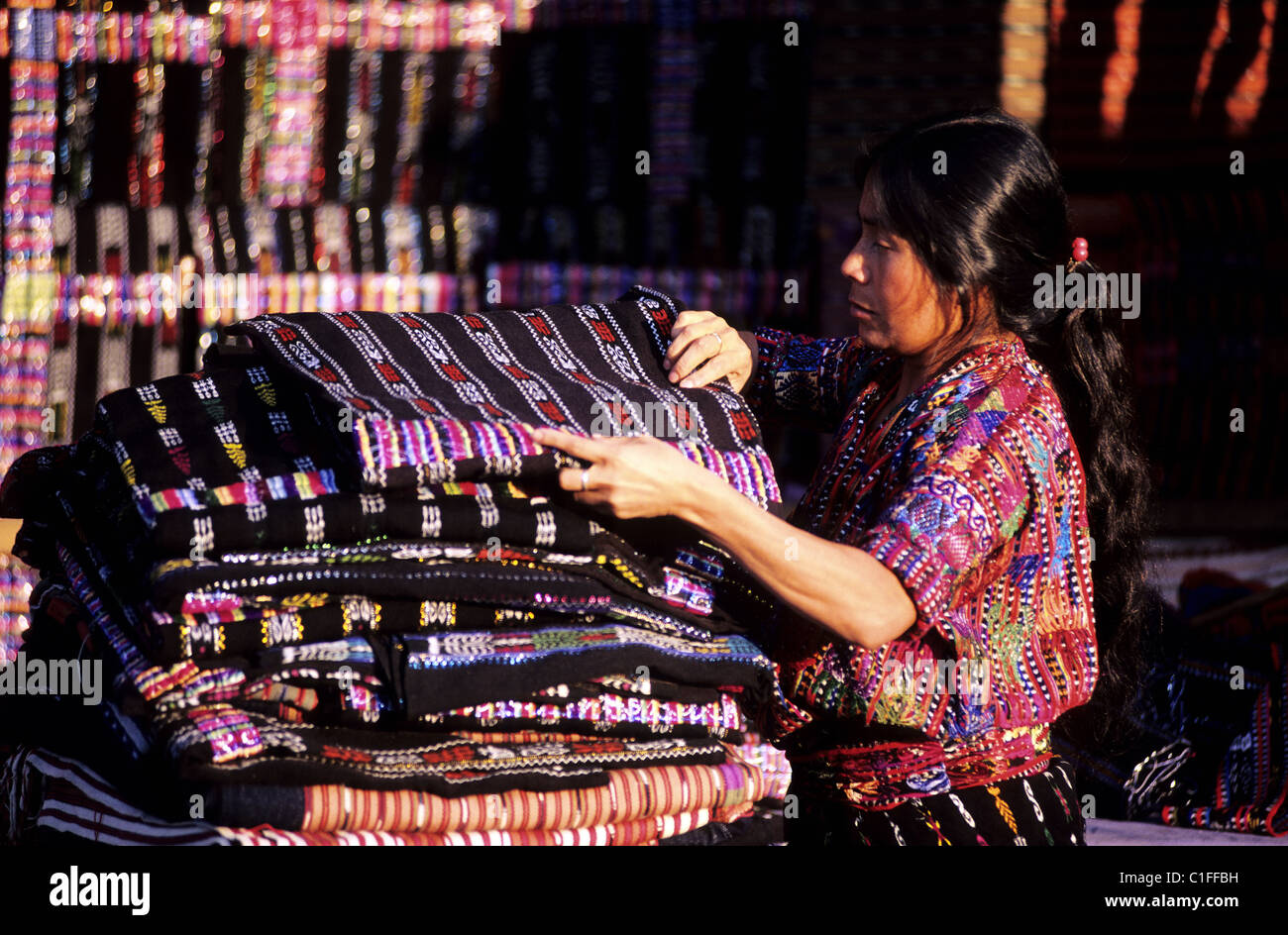 Guatemala, Solola department, Solola, handicraft saleswoman on market Stock Photo